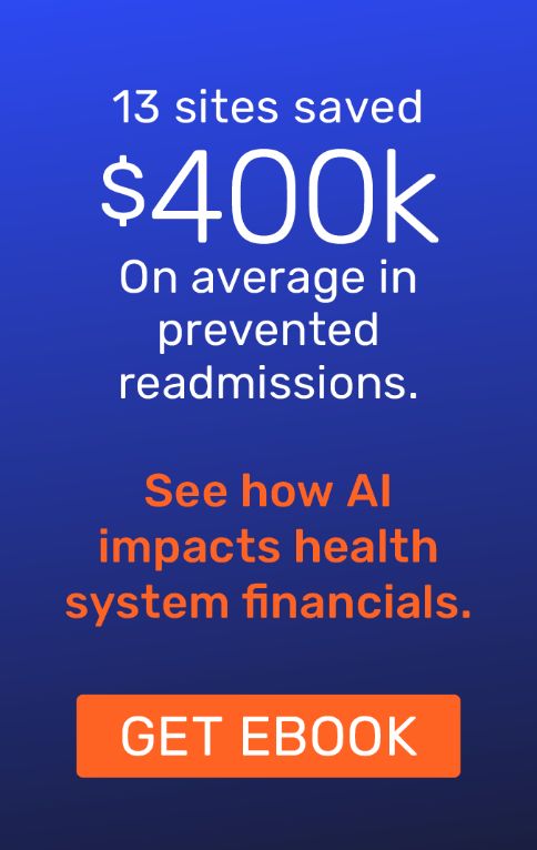 Ebook download banner ad for how AI impacts health system financials