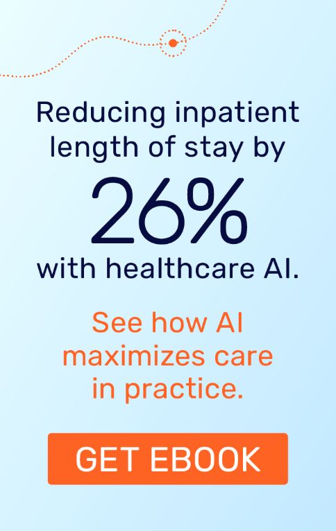 Ebook download banner ad about how AI maximizes care in practice