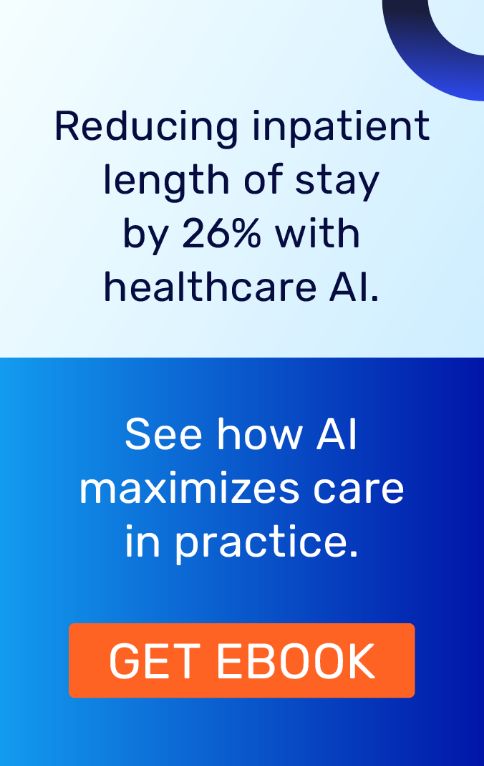 Ebook download banner ad about how AI maximizes care in practice