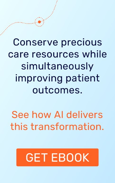Ebook download banner ad about AI conserving care resources while improving patient outcomes