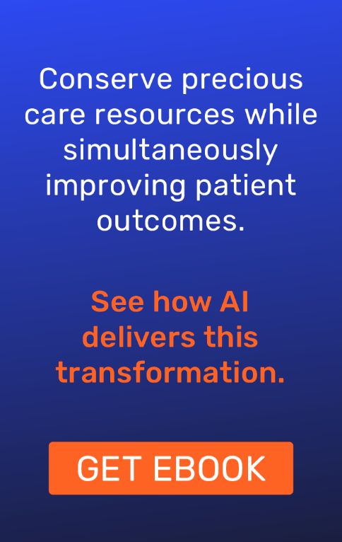 Ebook download banner ad about AI conserving care resources while improving patient outcomes