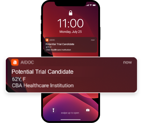 Aidoc notification banner on Iphone