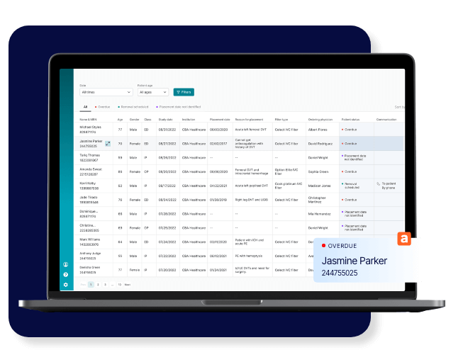 Aidoc Patient Management dashboard on a laptop