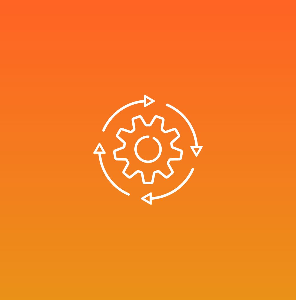 A gear with circular arrows around it icon