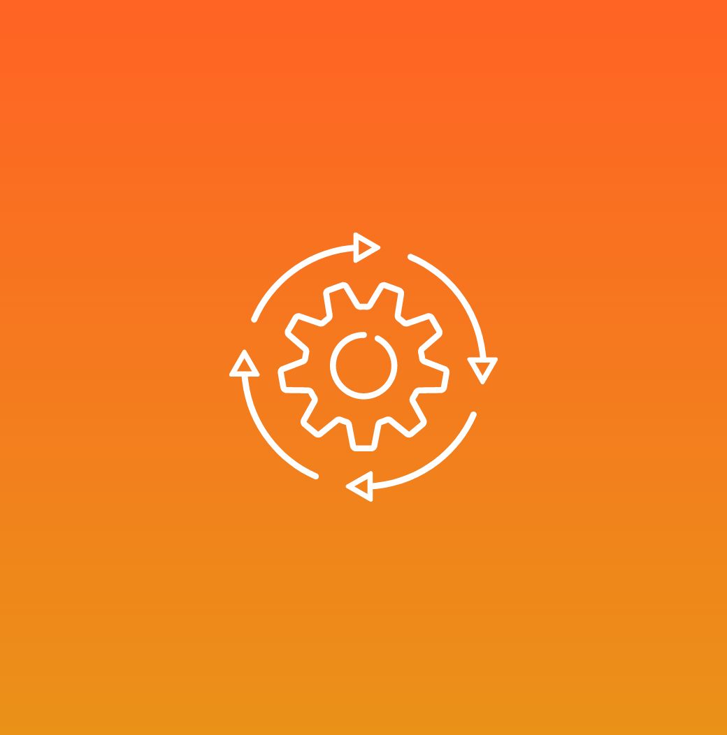 A gear with circular arrows around it icon