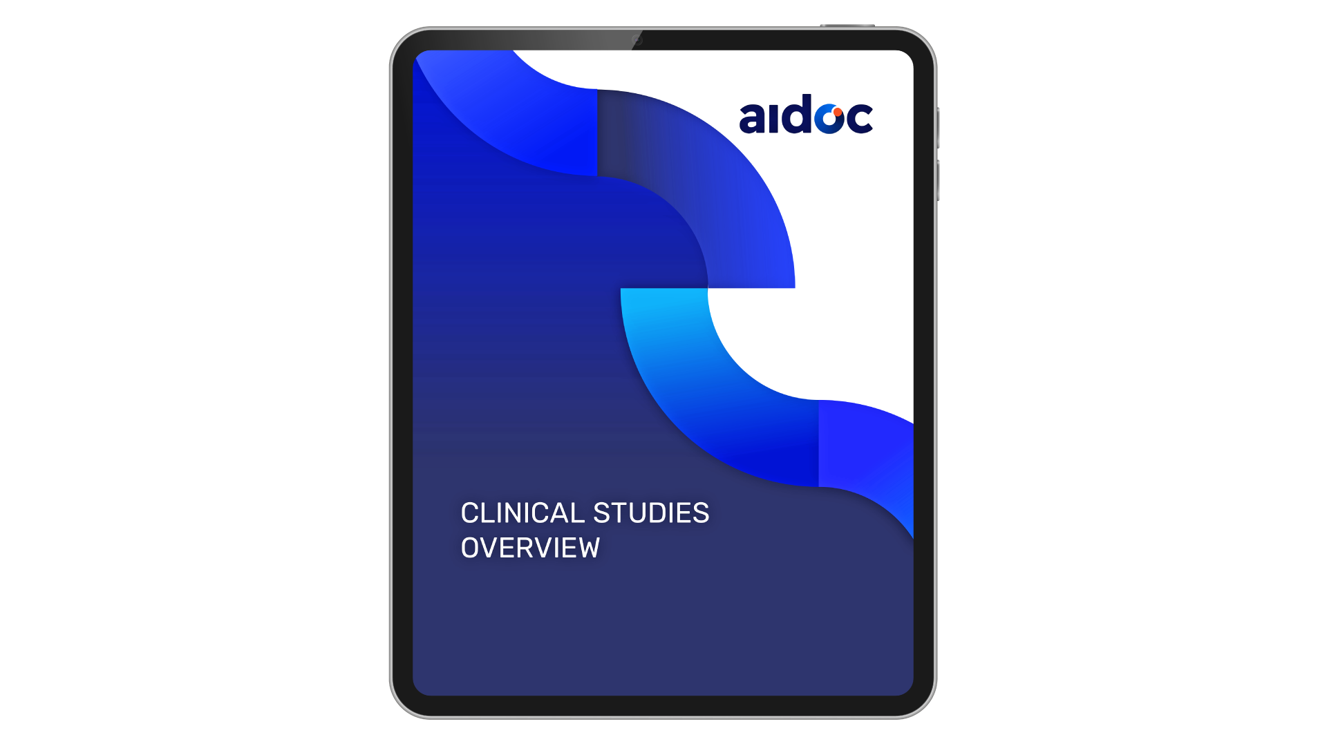 tablet screen displaying the text 'clinical studies overview'