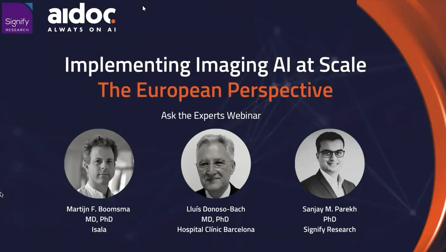Webinar banner ad for implementing imaging AI at scale the European perspective