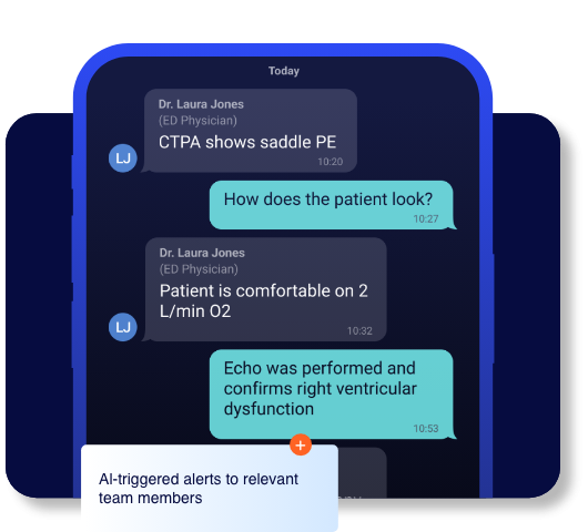 A text message conversation with doctors on a smart phone