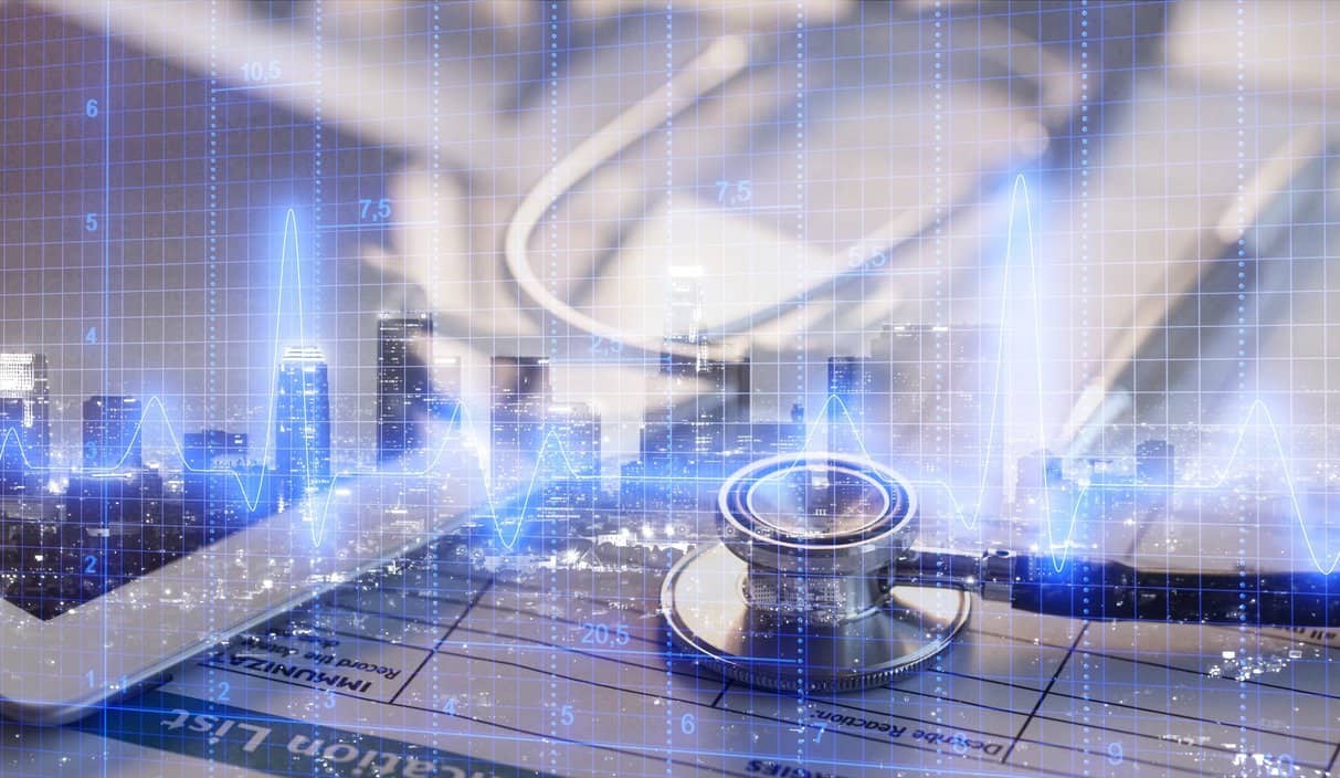 healthcare ai futuristic photo with a stethoscope