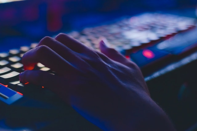 a person typing on a computer