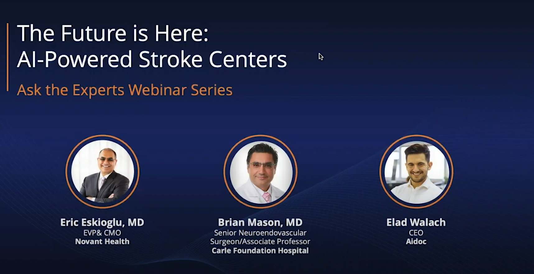 Webinar series banner ad for AI-powered stroke centers