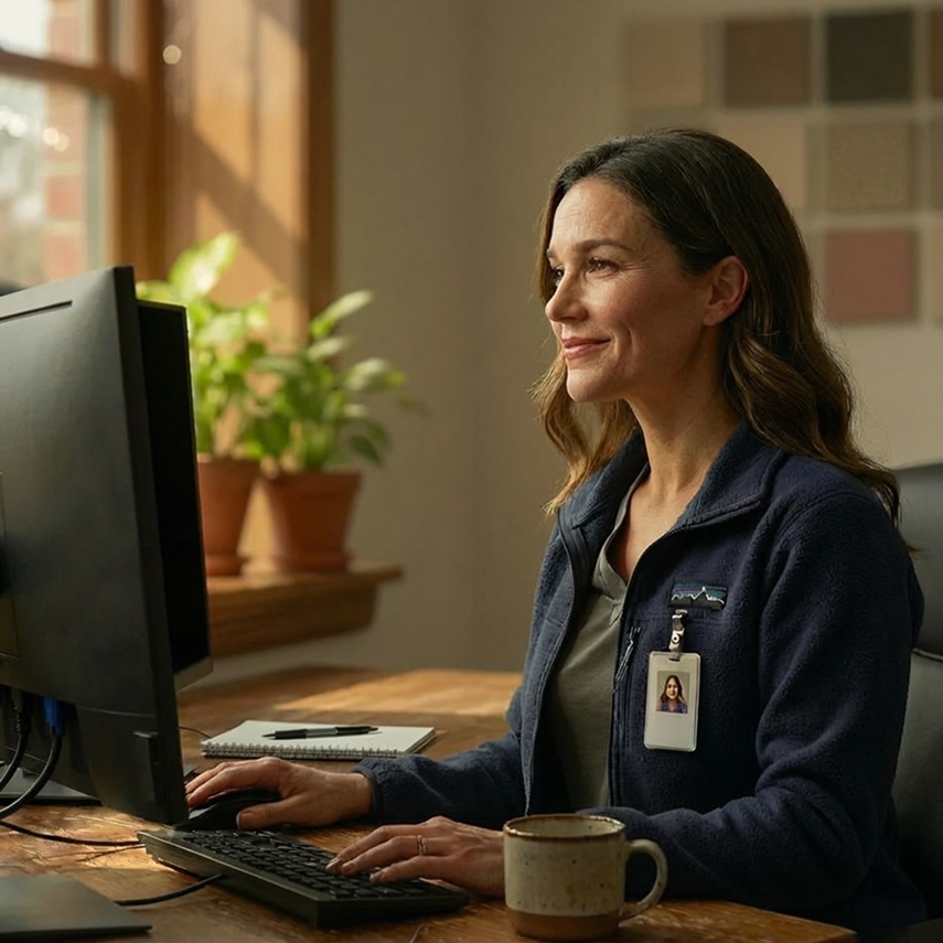 Patient talking with clinician