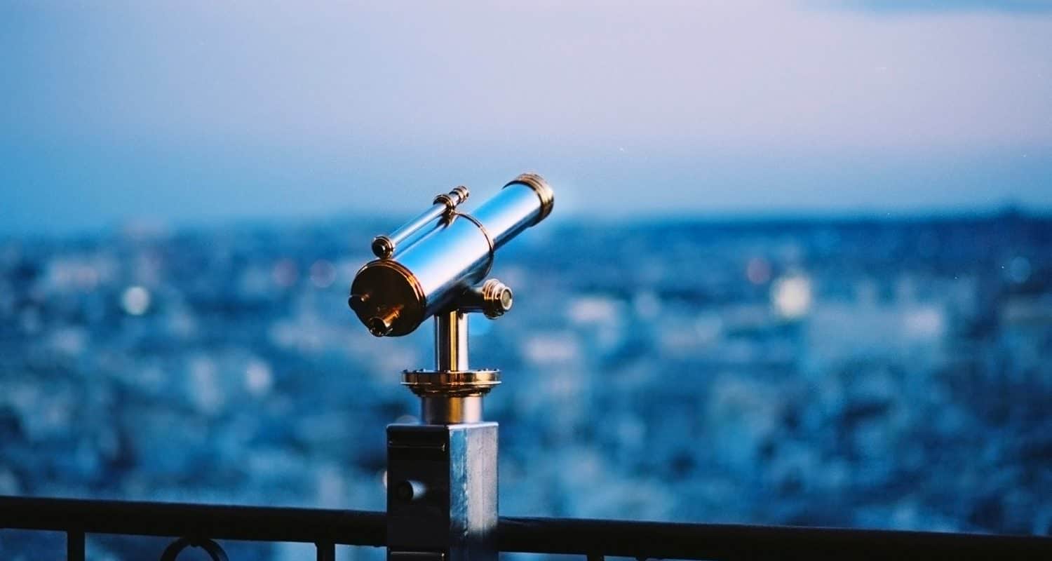 A telescope overlooking the ocean