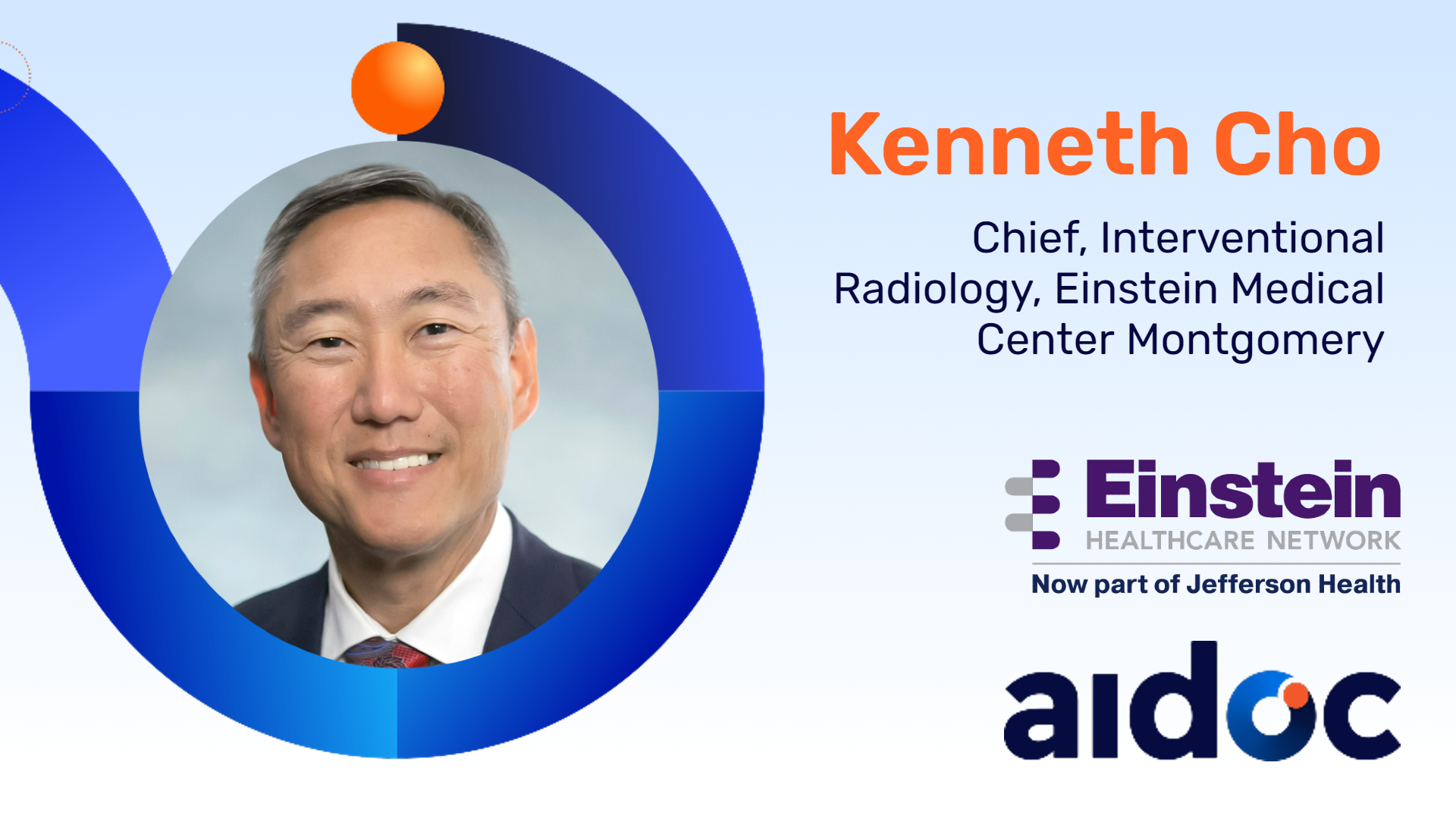 Kenneth Cho headshot with Einstein Healthcare Network and Aidoc logos banner ad